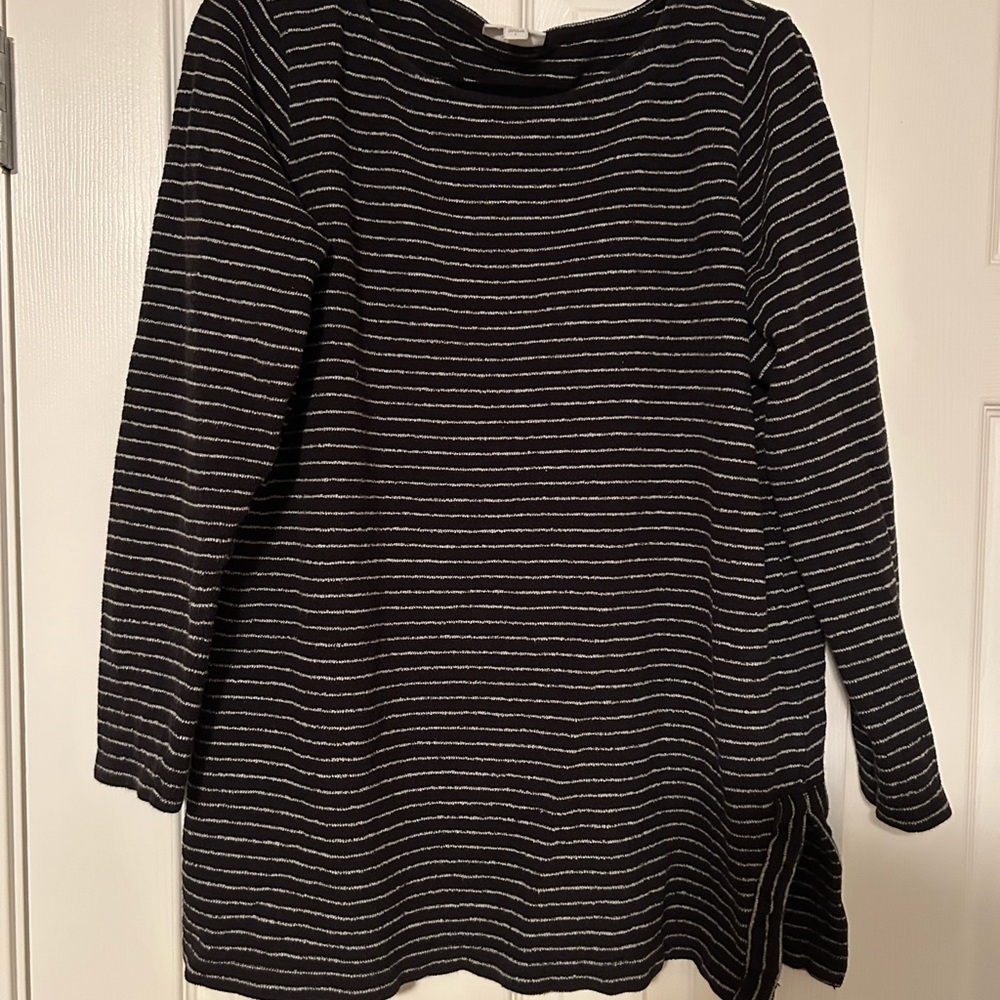 J. Jill Black and White Striped Top